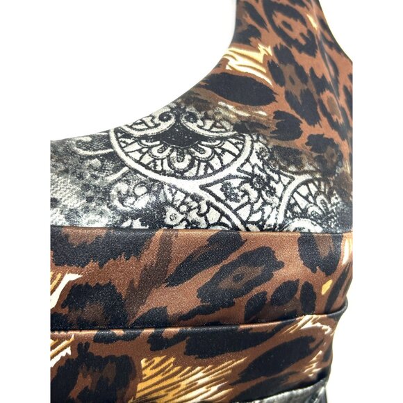 Bisou Bisou Dress 4 Mini Animal Print Brown Grey Sleeveless Party Occasion Gift - Picture 9 of 17